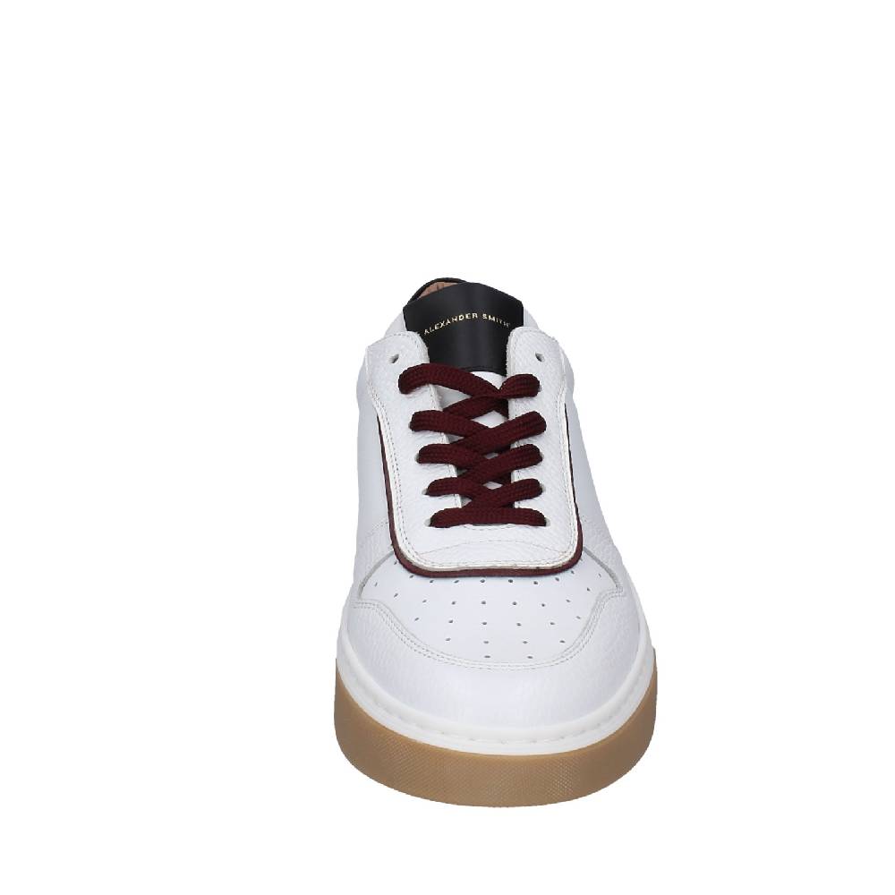 scarpe uomo ALEXANDER SMITH sneakers bianco pelle bordeaux EX600 Liquidazione
