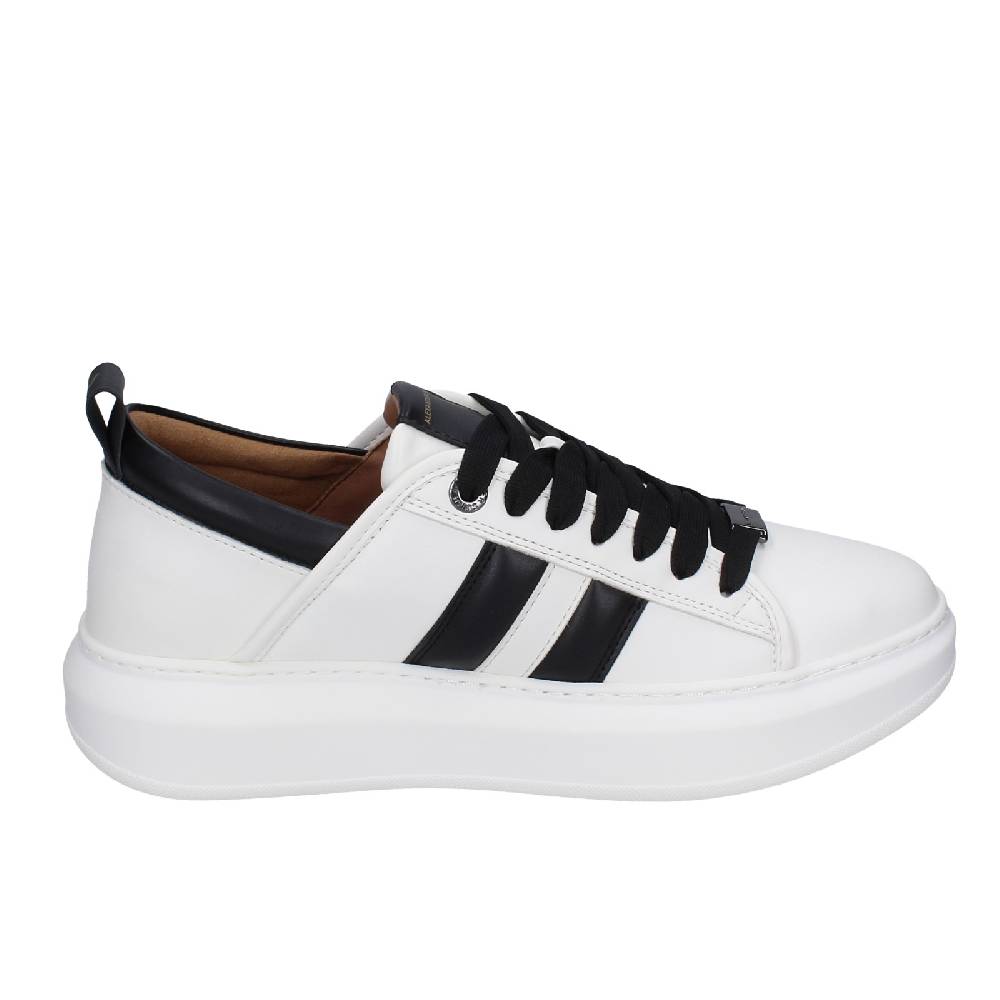 scarpe uomo ALEXANDER SMITH sneakers bianco pelle sintetica nero EX598 Comprane uno, ottenene uno gratis