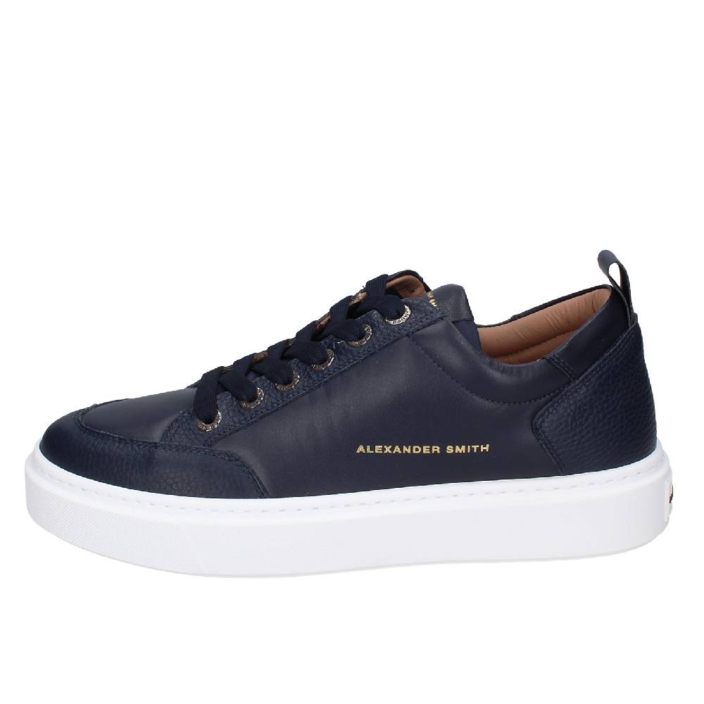 scarpe uomo ALEXANDER SMITH sneakers blu pelle EX599 Offerte giornaliere