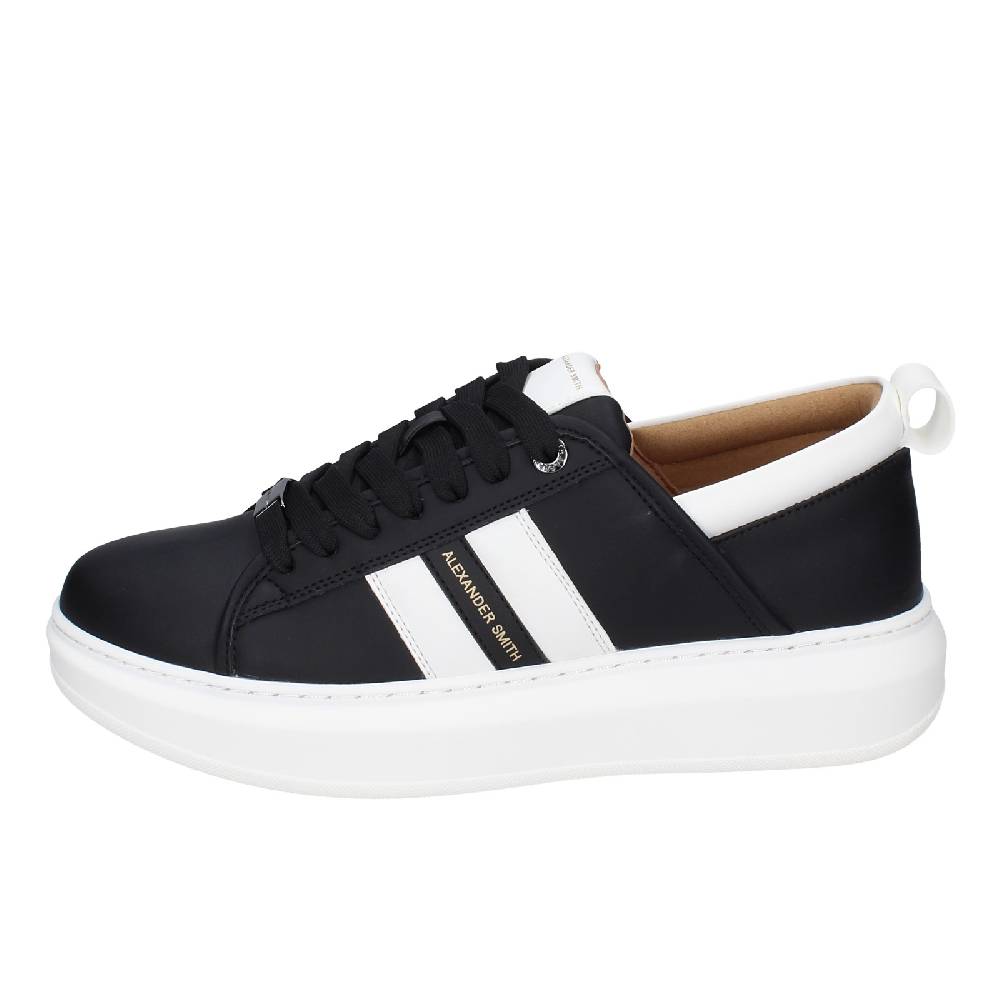 scarpe uomo ALEXANDER SMITH sneakers nero pelle sintetica bianco EX602 Offerte speciali
