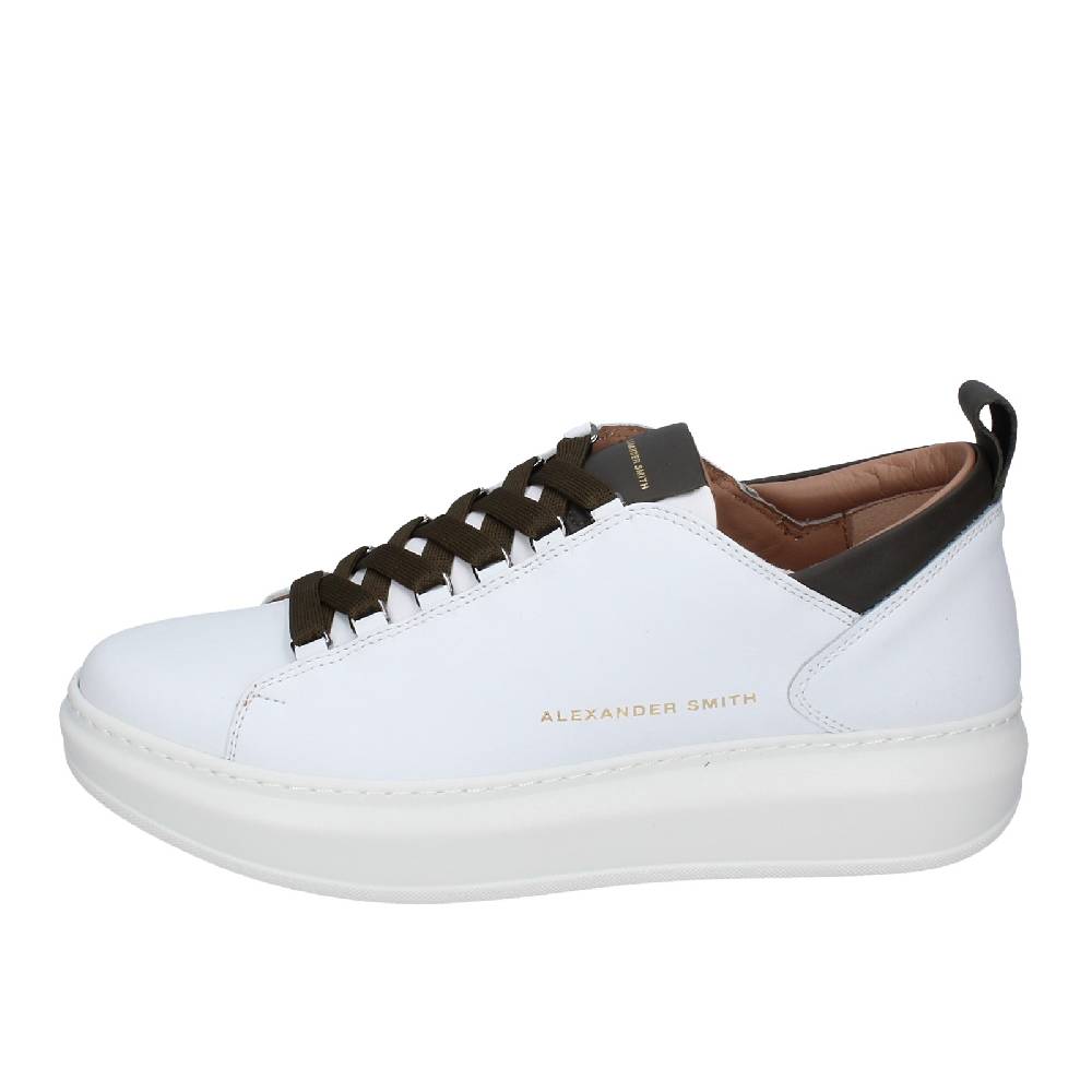scarpe uomo ALEXANDER SMITH sneakers bianco pelle verde EX529 Enormi risparmi