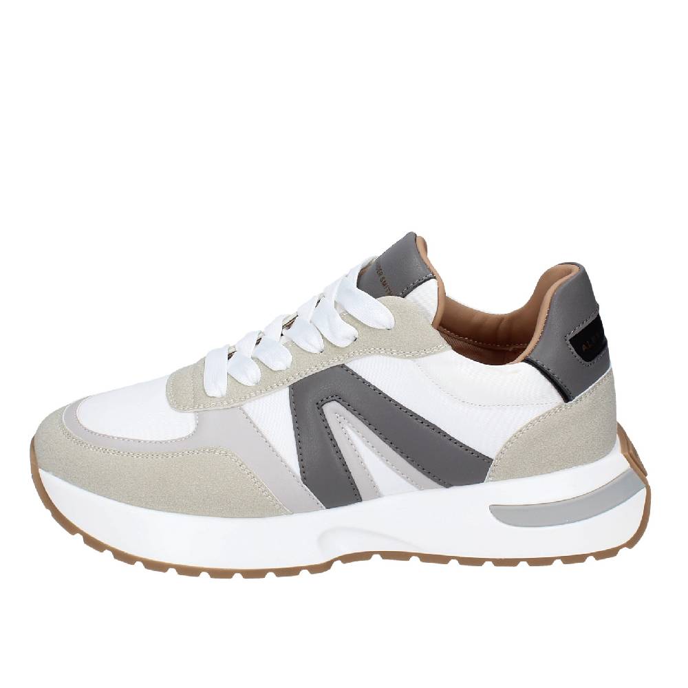 scarpe uomo ALEXANDER SMITH sneakers bianco tessuto beige pelle EX536 Sconti VIP