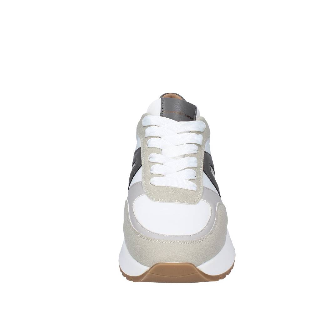 scarpe uomo ALEXANDER SMITH sneakers bianco tessuto beige pelle EX536 Sconti VIP