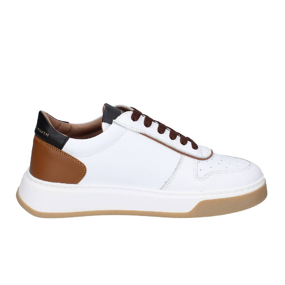 scarpe uomo ALEXANDER SMITH sneakers bianco pelle marrone EX533 Ritorno libero
