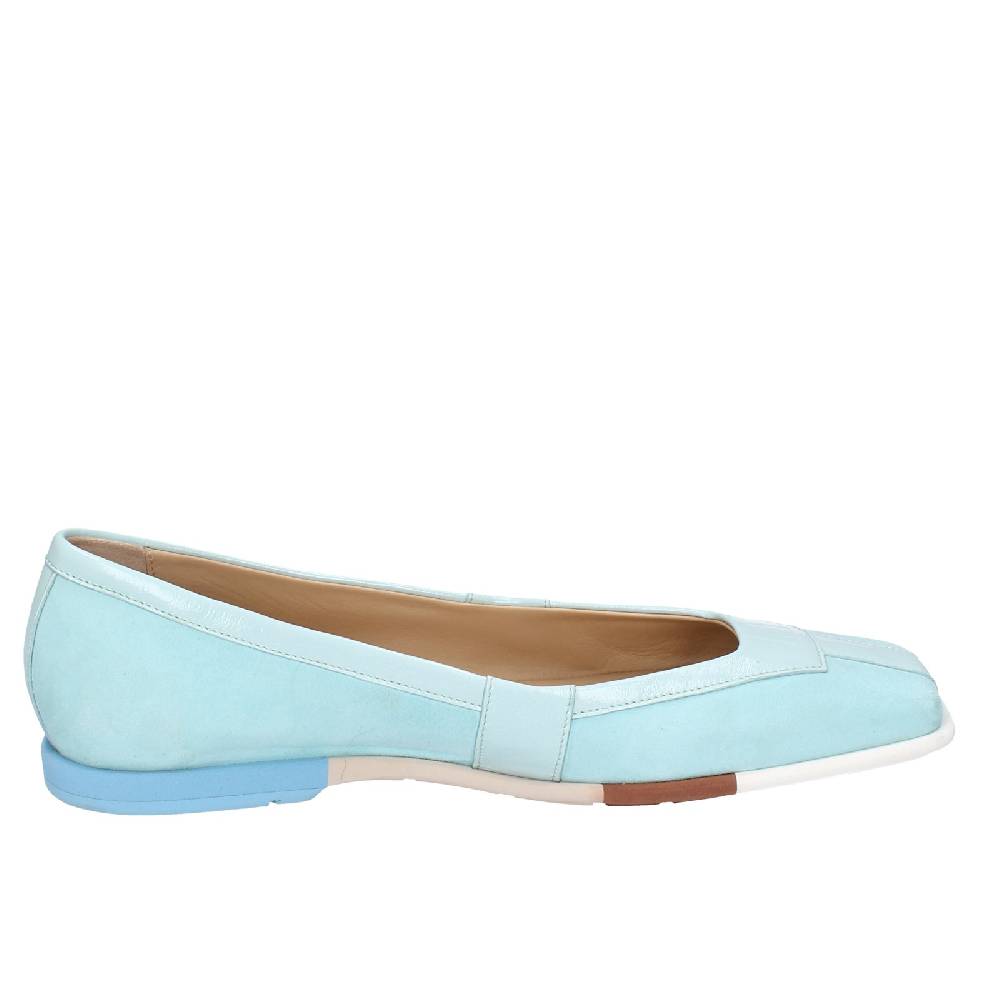 scarpe donna FABI ballerine celeste camoscio vernice EX305 Fino Al -60%