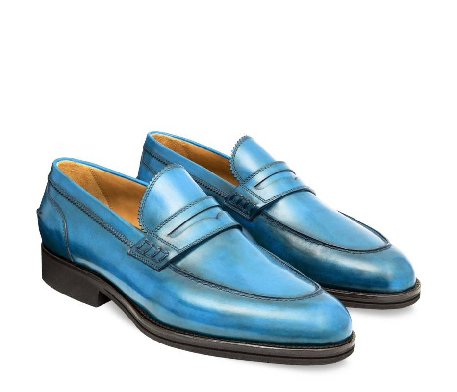 Pakerson MOCASSINO LUCCA PELLE AZZURRO BAY Prezzo Ridotto