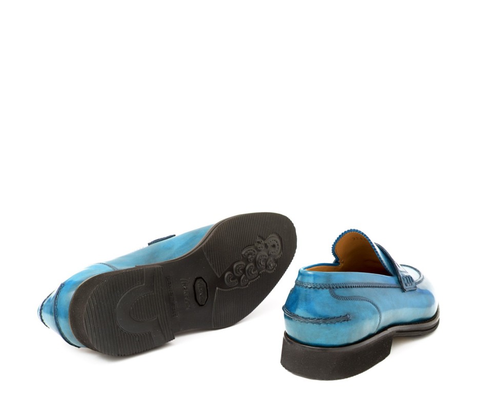 Pakerson MOCASSINO LUCCA PELLE AZZURRO BAY Prezzo Ridotto