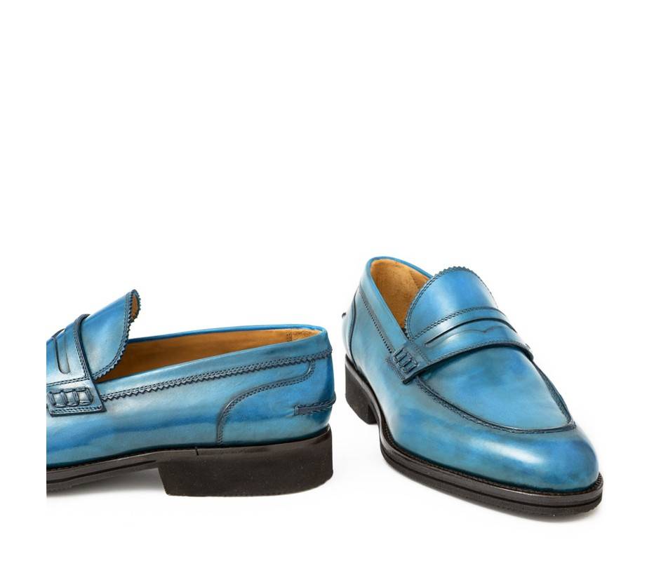 Pakerson MOCASSINO LUCCA PELLE AZZURRO BAY Prezzo Ridotto