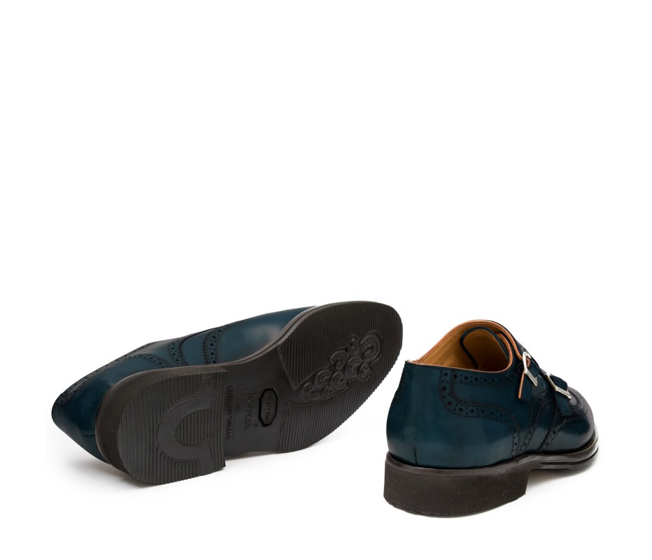 Pakerson DOPPIA FIBBIA SIENA PELLE BLU ISLAND Offerta San Valentino