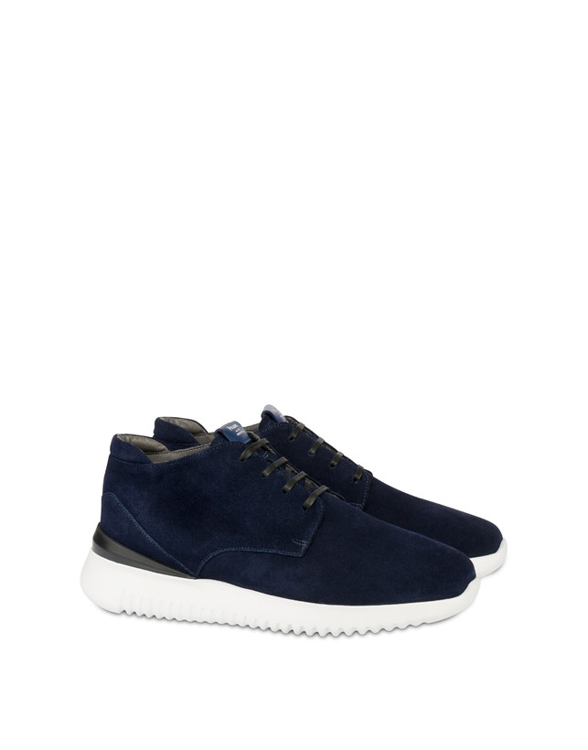 Pollini Desert Boot In Crosta Norfolk Blu Negozi Online