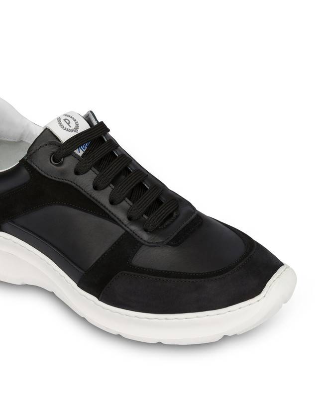 Pollini Sneakers In Vitello, Nabuk E Crosta Roomy Nero/nero/nero/nero/nero Consegna Veloce