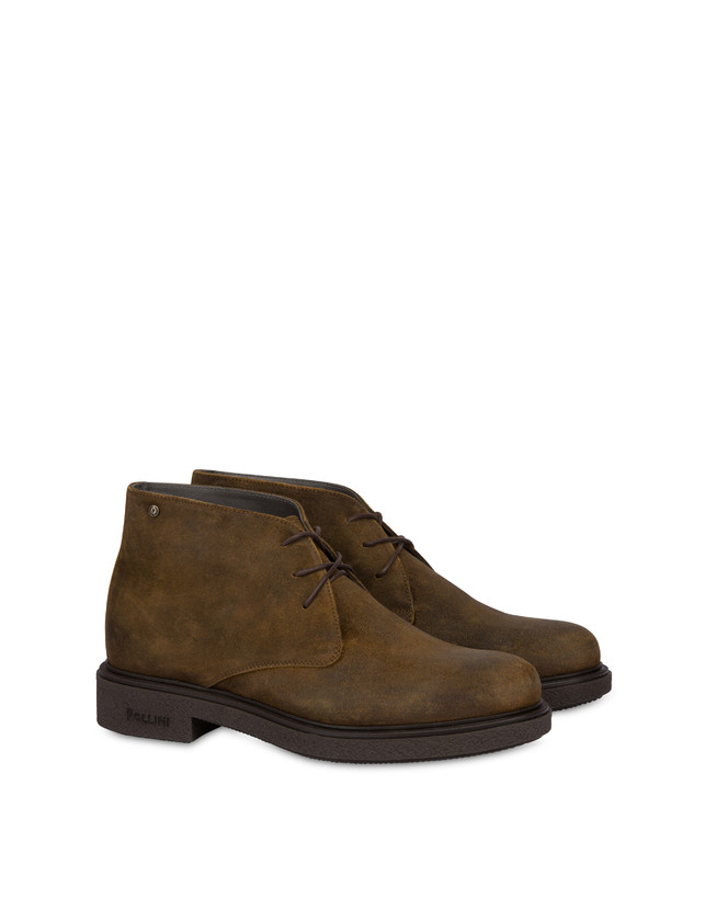 Pollini Desert Boot In Crosta Cerata Gentlemen's Club Fango In Vendita