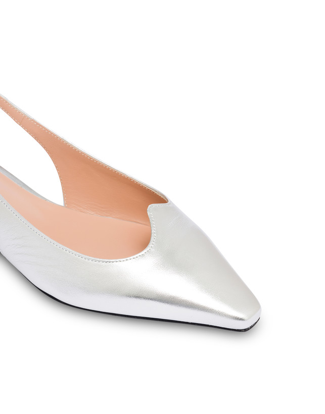 Pollini Ballerina In Nappa Laminata Wave Argento In Linea