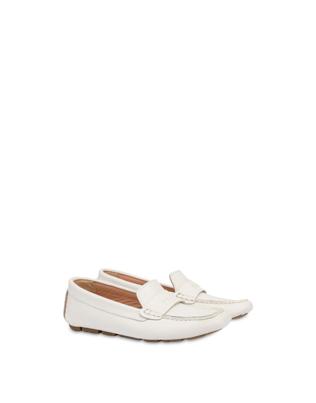 Pollini Mocassini Driver In Vitello Eazy Bianco Pezzi Unici