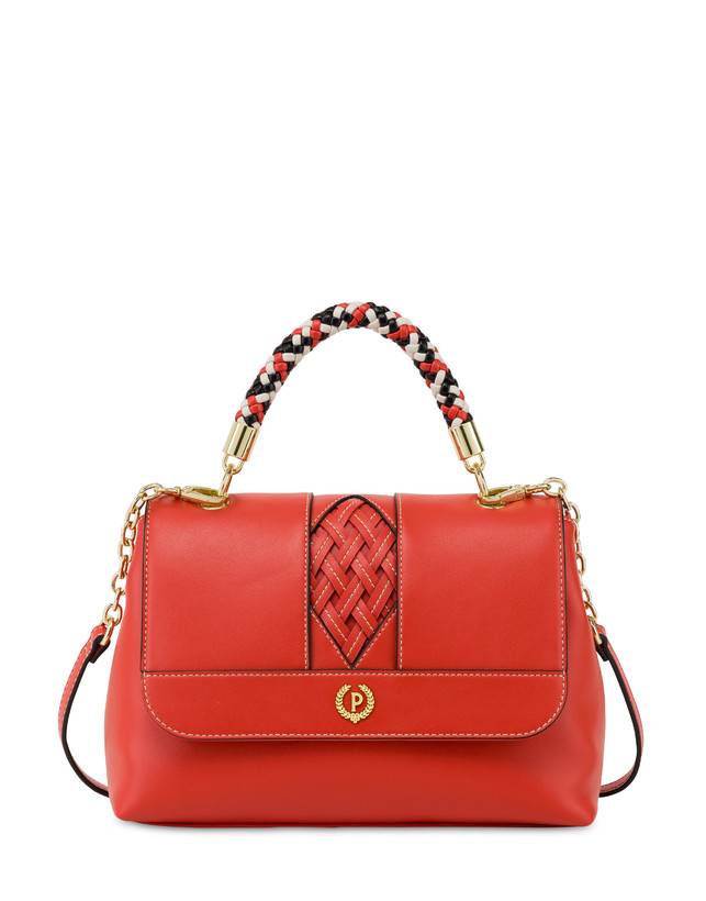 Pollini Borsa Top Handle Con Intreccio Agadir Arancio Consegna Veloce