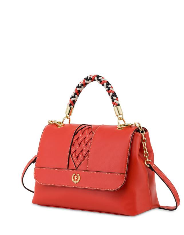 Pollini Borsa Top Handle Con Intreccio Agadir Arancio Consegna Veloce