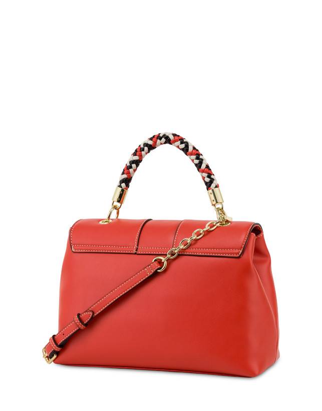 Pollini Borsa Top Handle Con Intreccio Agadir Arancio Consegna Veloce