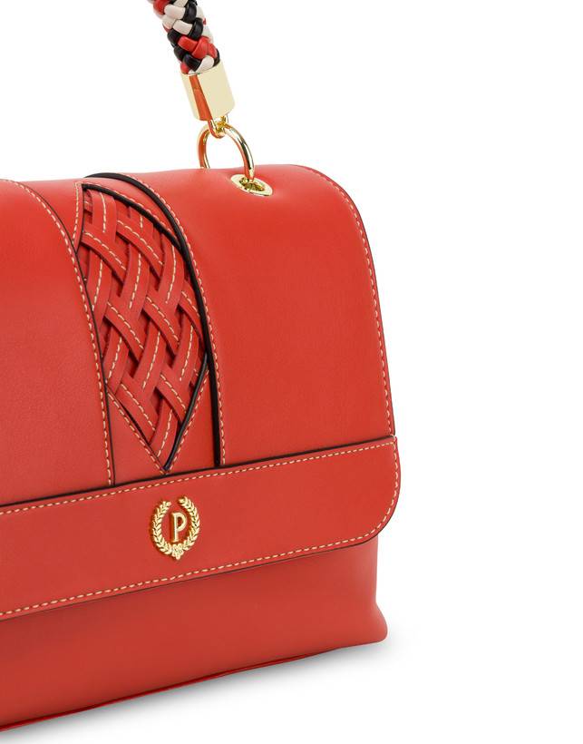 Pollini Borsa Top Handle Con Intreccio Agadir Arancio Consegna Veloce