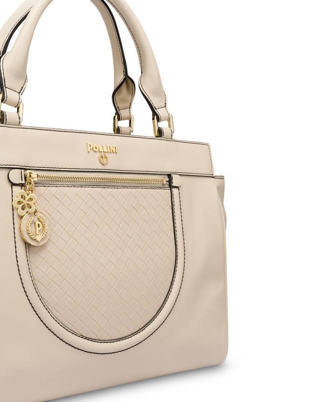 Pollini Borsa Doppio Manico Half Moon Avorio/avorio Affare Del Giorno
