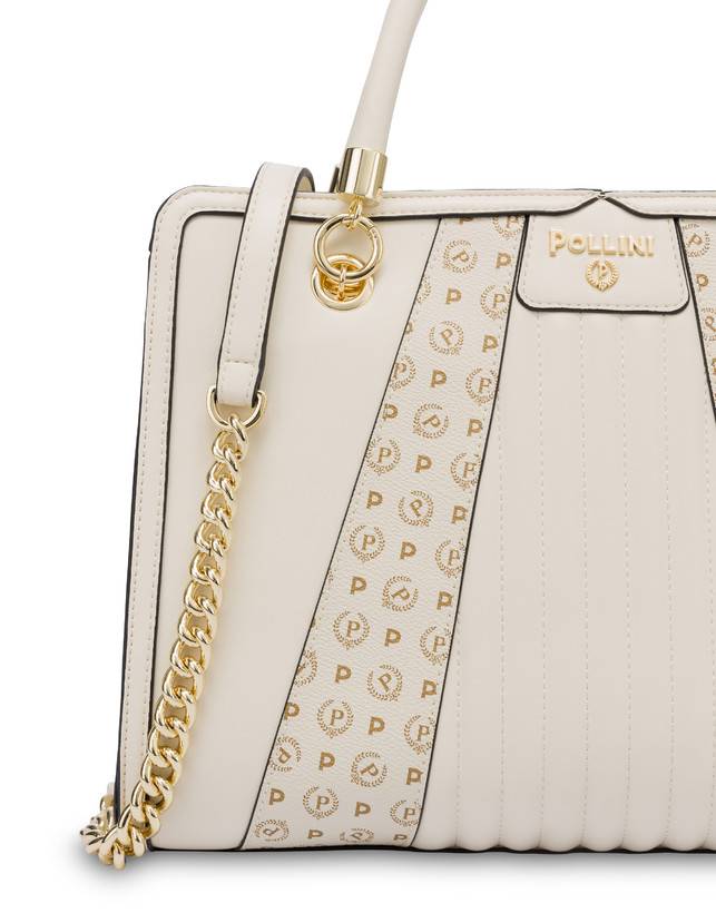 Pollini Borsa Doppio Manico Shell Avorio/avorio Convenienza