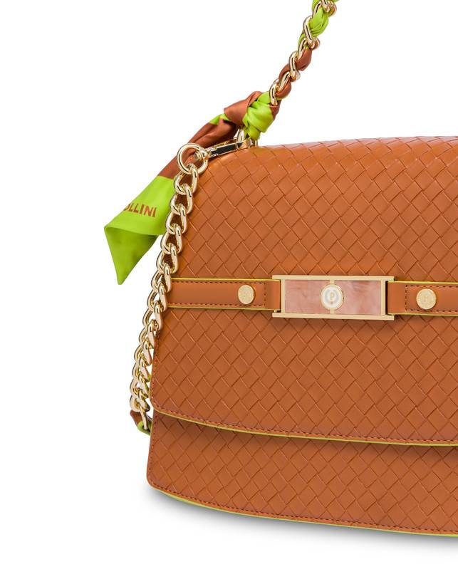 Pollini Borsa A Mano Con Foulard Color Explosion Cuoio/cuoio Economico