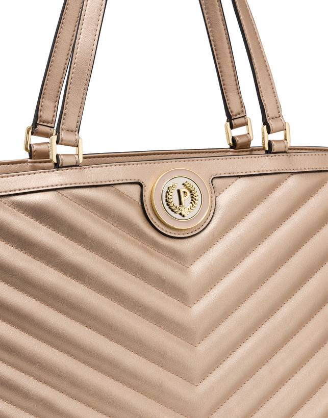 Pollini Tote Bag Matelassé Sunbeam Rose Gold Outlet