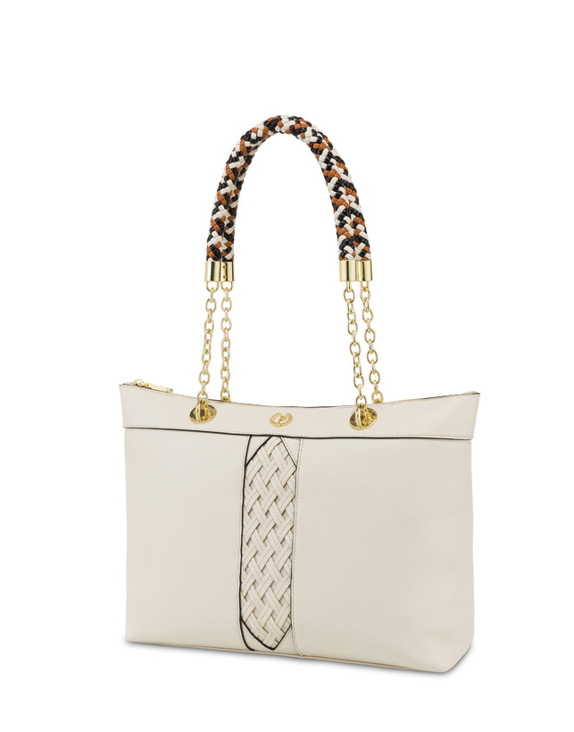 Pollini Shopper Con Intreccio Agadir Avorio Vendita Calda