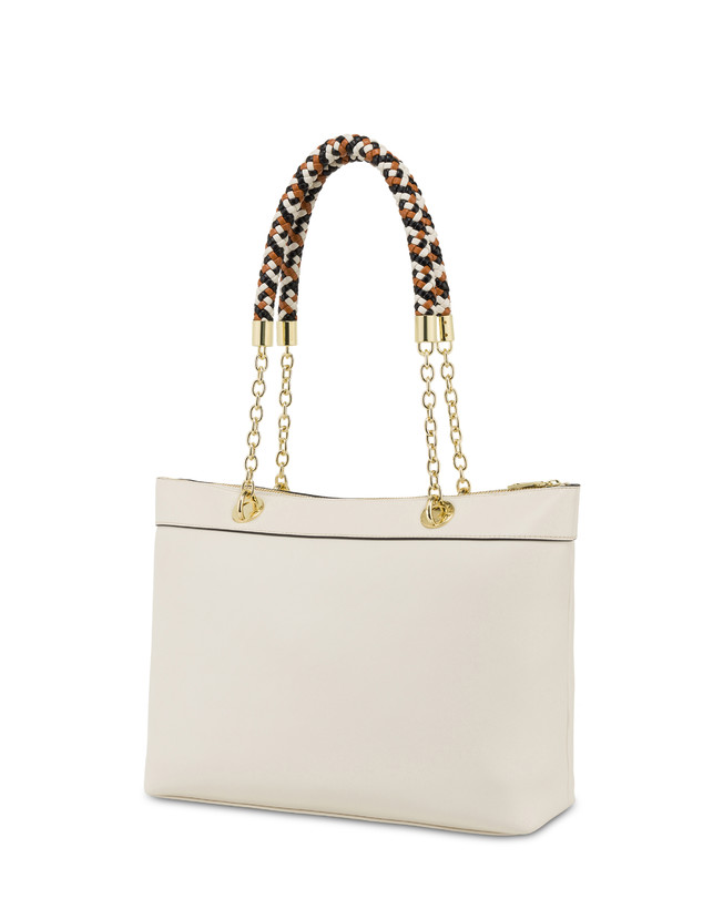 Pollini Shopper Con Intreccio Agadir Avorio Vendita Calda