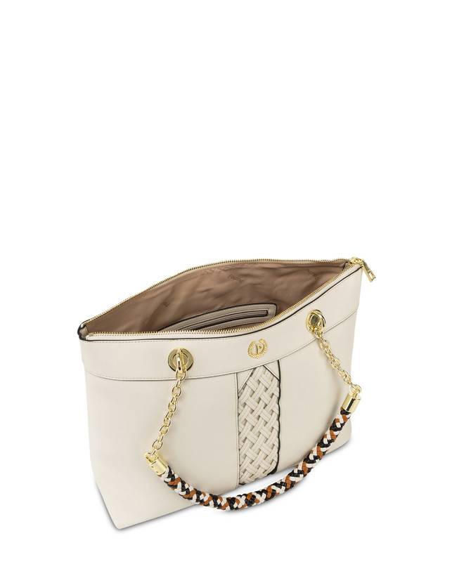 Pollini Shopper Con Intreccio Agadir Avorio Vendita Calda