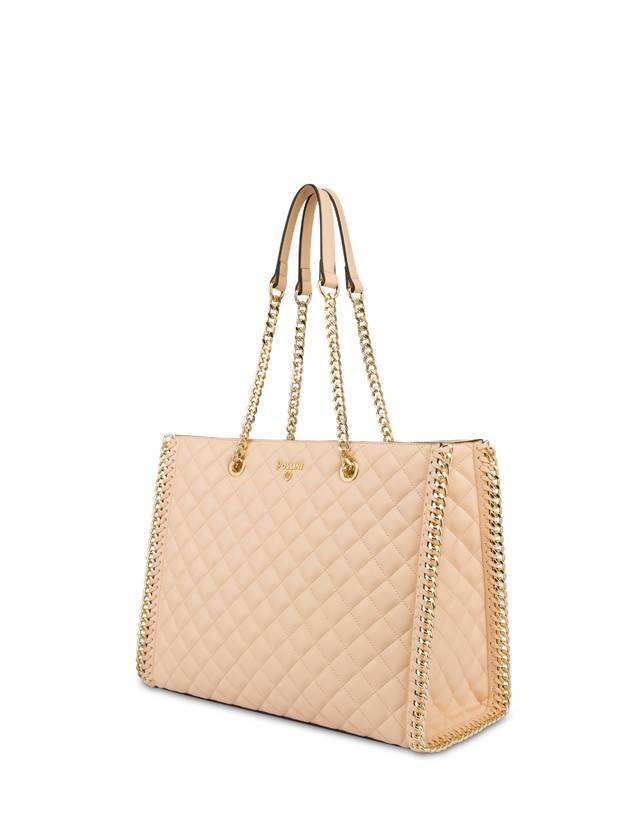 Pollini Tote Bag Trapuntata Interlock Beige/beige Vendita Economica