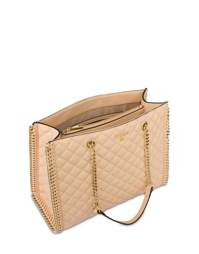 Pollini Tote Bag Trapuntata Interlock Beige/beige Vendita Economica