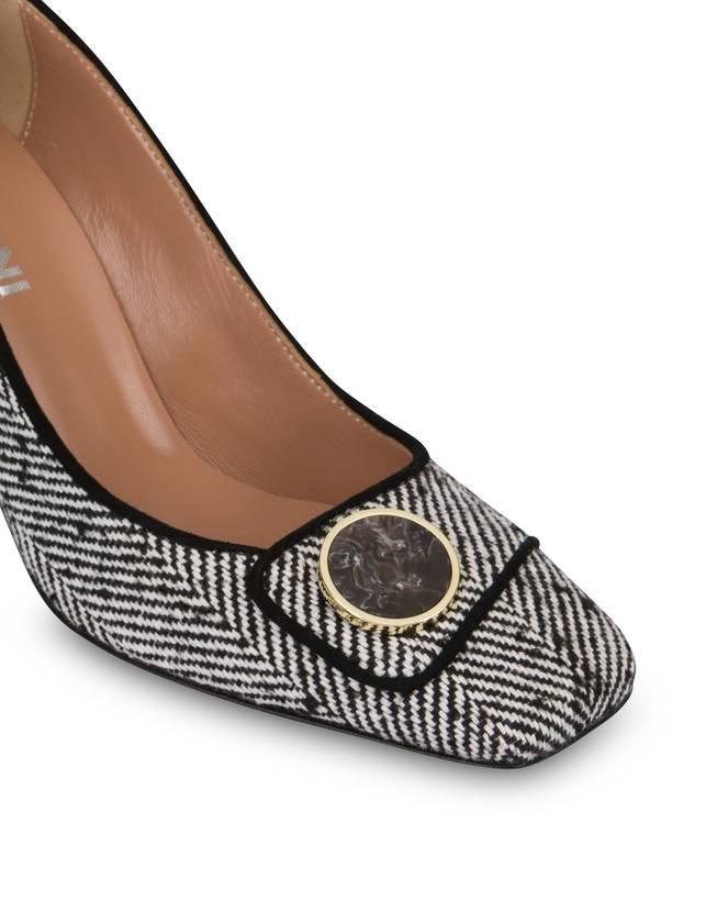 Pollini Décolleté In Tessuto Spigato Dama Bianco-nero/nero Nuova