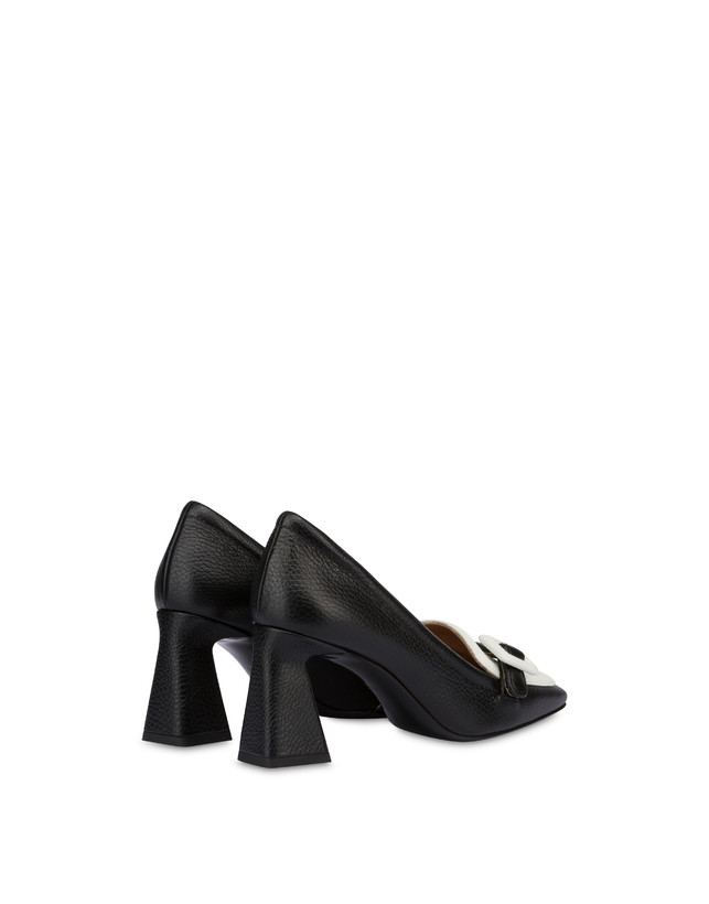 Pollini Décolleté In Vitello Bottalato Ursula Nero/ghiaccio Moda