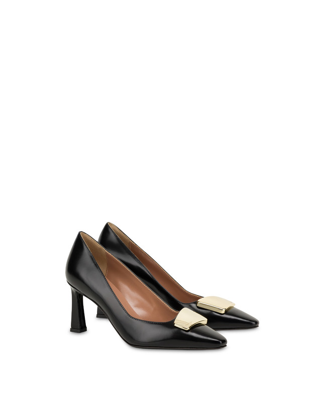 Pollini Décolleté In Vitello Abrasivato Bullion Nero Italia