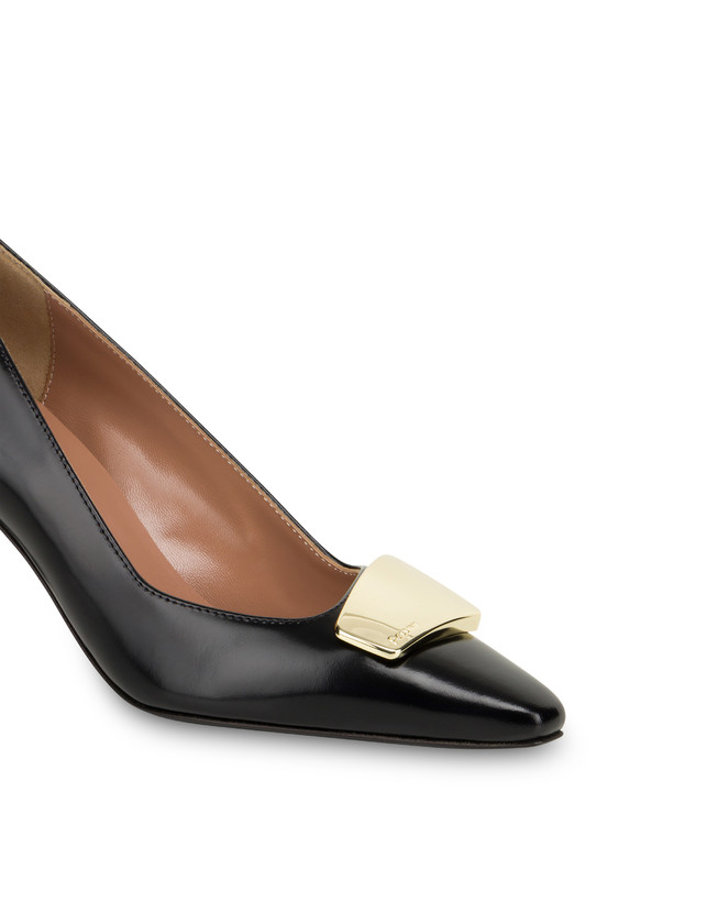 Pollini Décolleté In Vitello Abrasivato Bullion Nero Italia