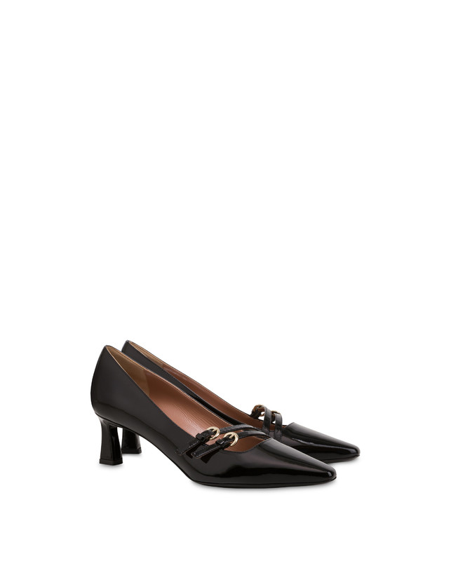 Pollini Décolleté In Vernice Bi-buckle Nero Qualità