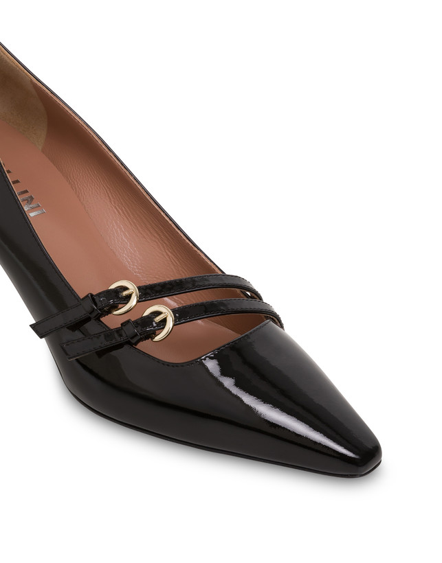 Pollini Décolleté In Vernice Bi-buckle Nero Qualità