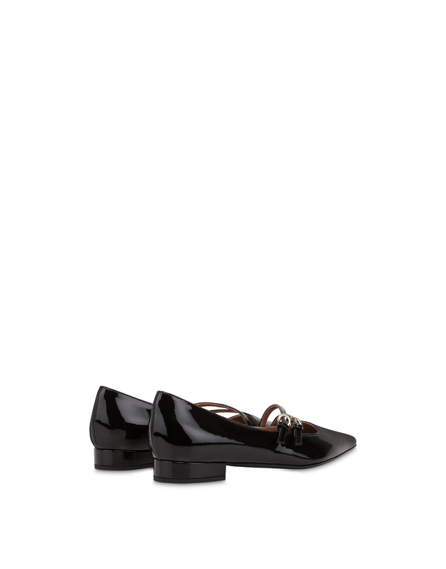 Pollini Ballerine In Vernice Bi-buckle Nero Negozi Online