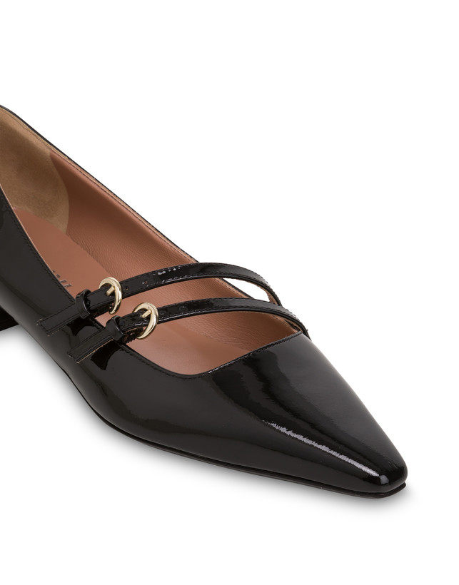 Pollini Ballerine In Vernice Bi-buckle Nero Negozi Online