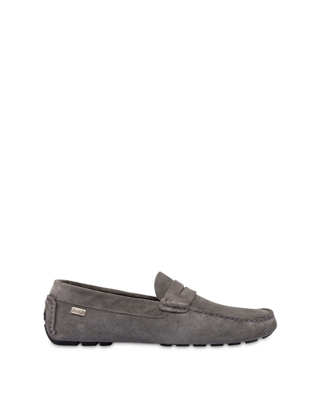 Pollini Mocassini Driver In Crosta Eazy Grafite Economico