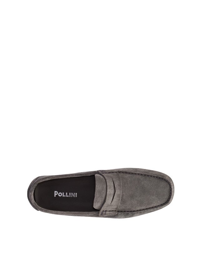 Pollini Mocassini Driver In Crosta Eazy Grafite Economico
