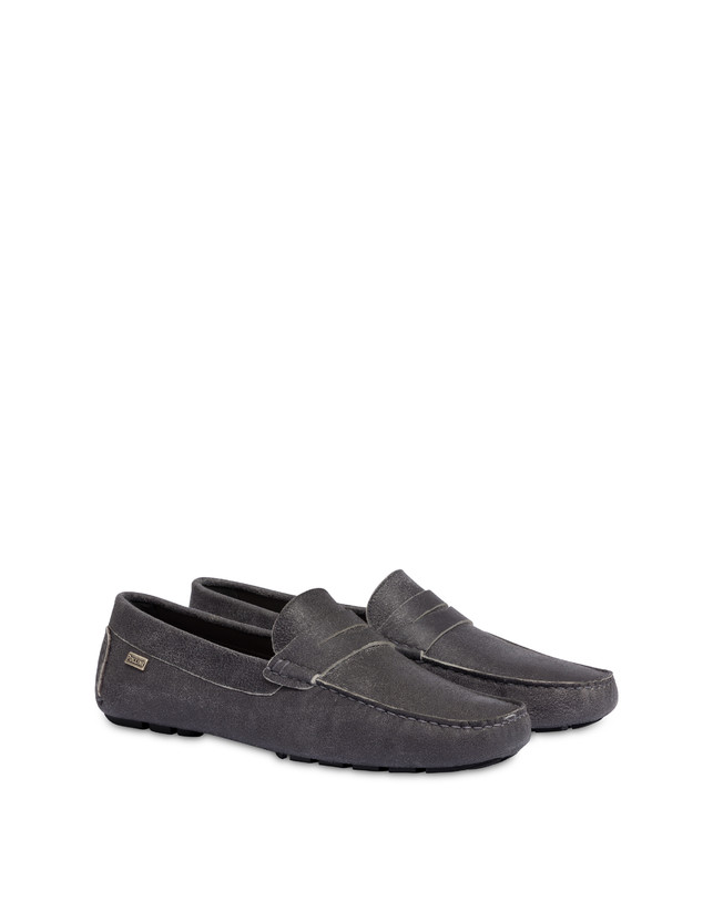 Pollini Mocassini In Capra Drivers Grafite In Vendita