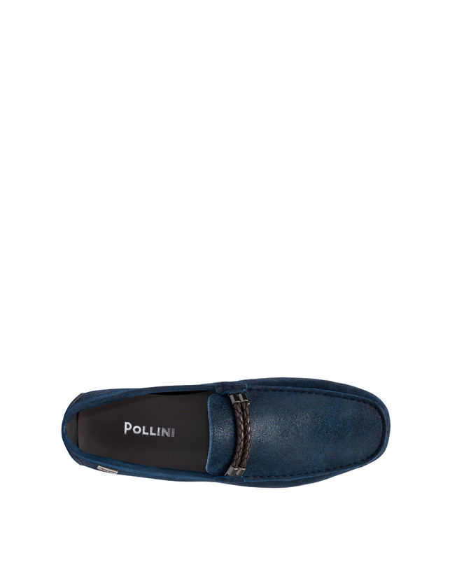 Pollini Mocassini Con Morsetto In Pelle Eazy Blu Vendita Calda