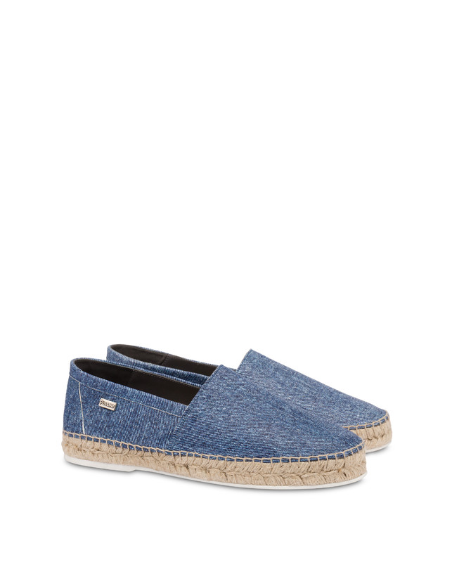 Pollini Espadrillas In Capra Stampa Denim Blu Saldi Di Fabbrica