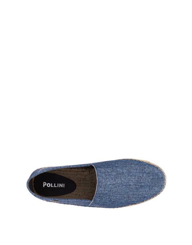 Pollini Espadrillas In Capra Stampa Denim Blu Saldi Di Fabbrica