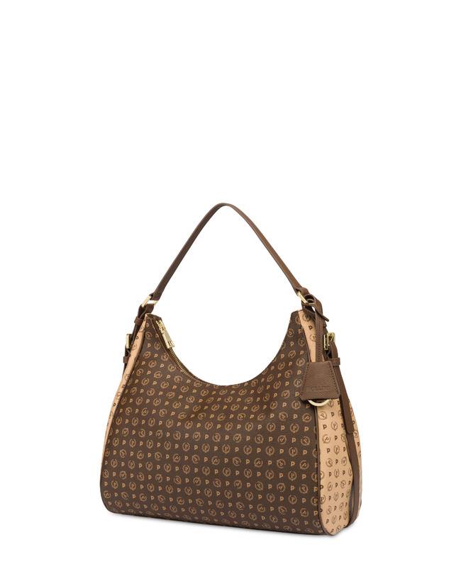 Pollini Hobo Bag Bicolor Heritage Pvc Marrone/crema/marrone In Linea