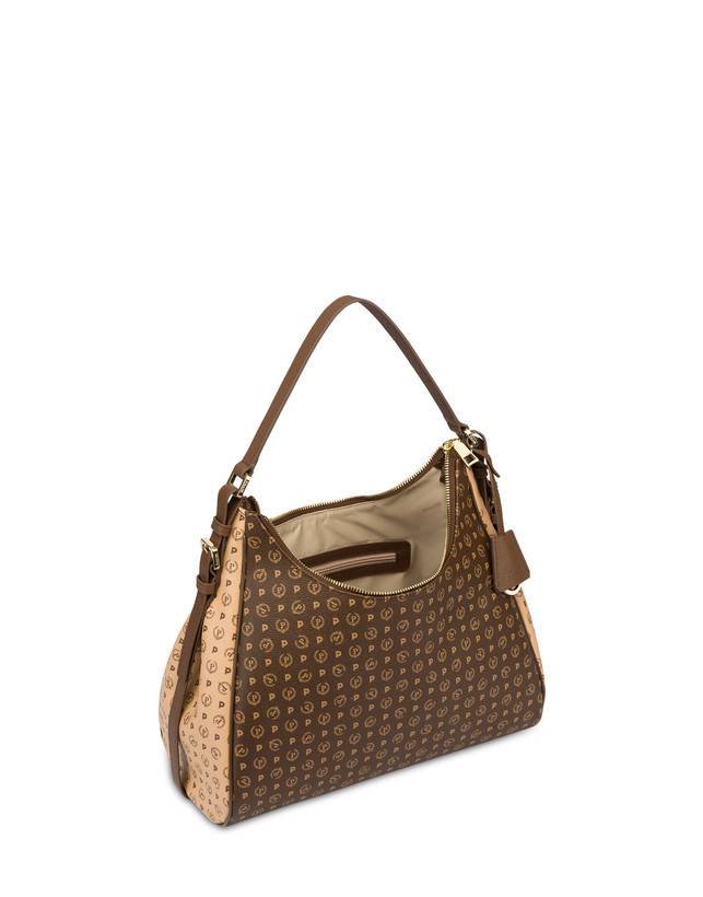 Pollini Hobo Bag Bicolor Heritage Pvc Marrone/crema/marrone In Linea