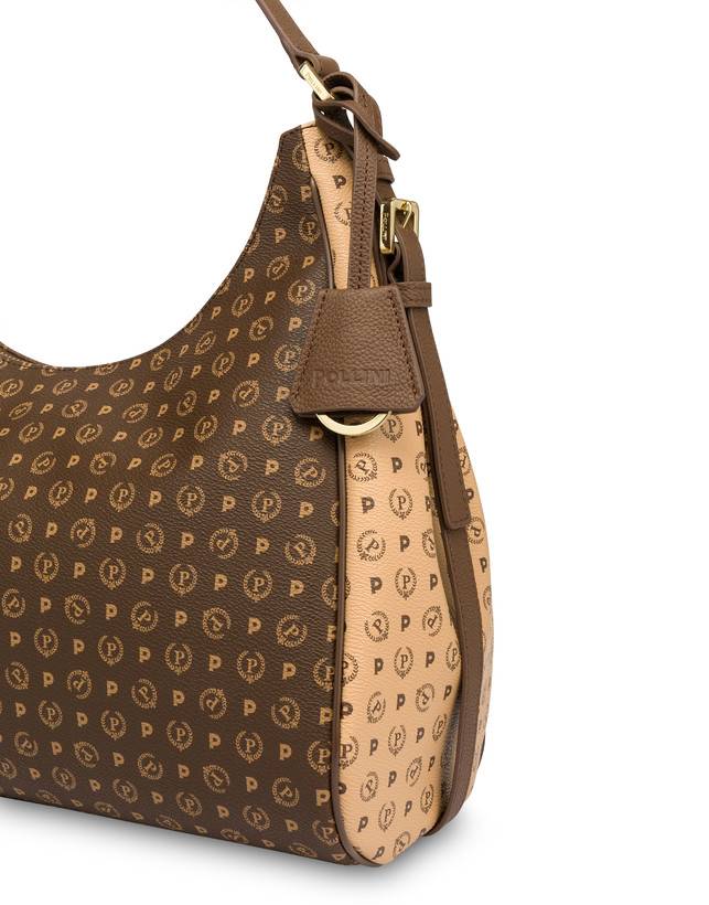 Pollini Hobo Bag Bicolor Heritage Pvc Marrone/crema/marrone In Linea