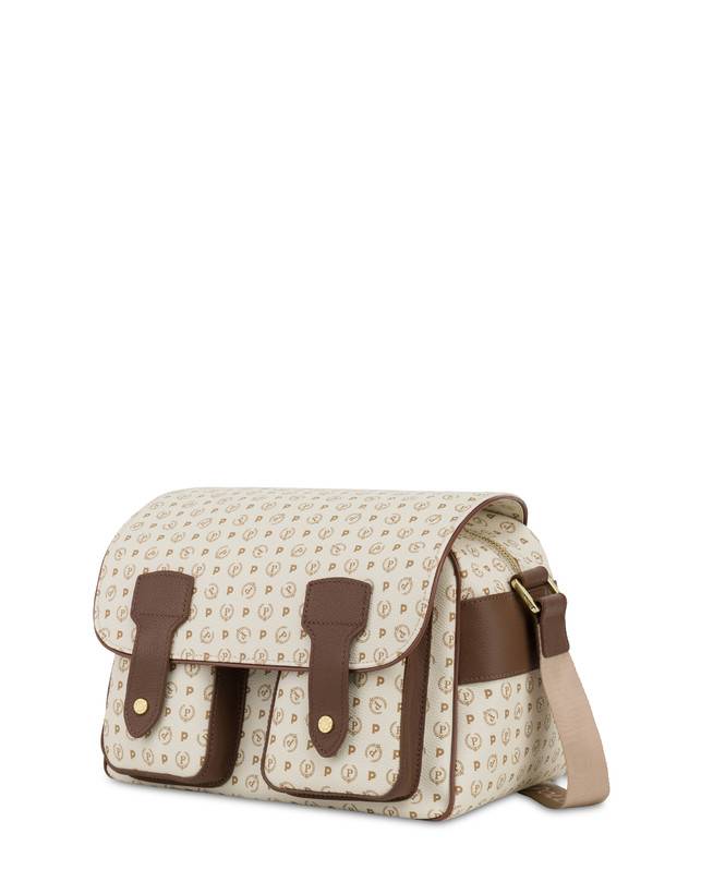 Pollini Borsa A Spalla Multitasche Heritage Logo Classic Avorio/marrone Vendita