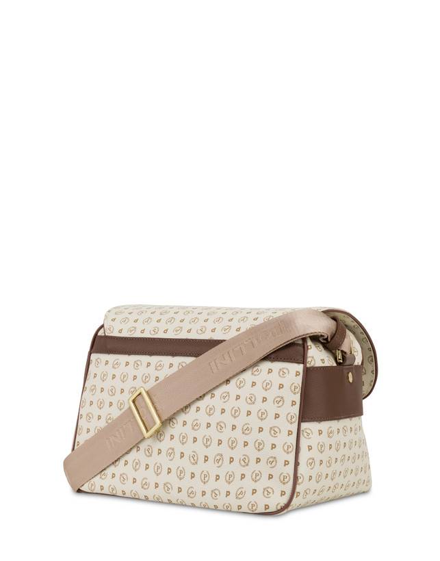 Pollini Borsa A Spalla Multitasche Heritage Logo Classic Avorio/marrone Vendita